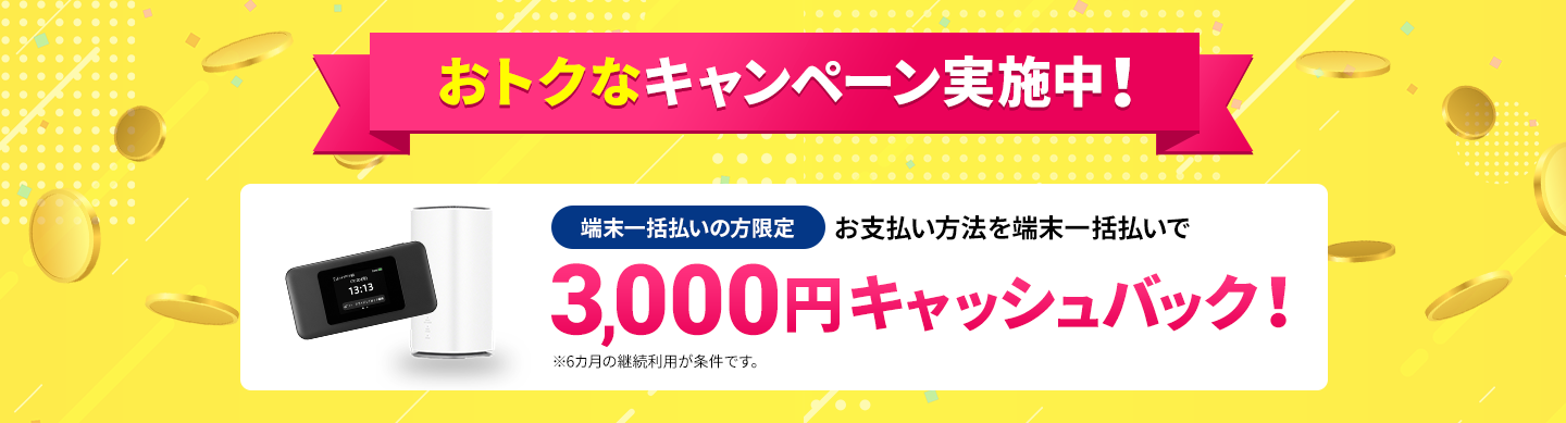 おトクなキャンペーン実施中！3,000円キャッシュバック！クレードル無料プレゼント